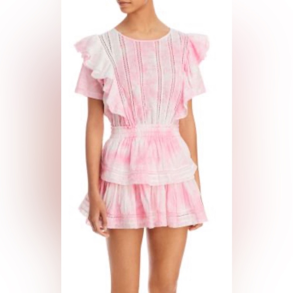 LoveShackFancy Pink Ruffled Tiered Dress